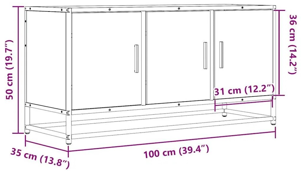 Ντουλάπι τηλεόρασης καφέ δρυς 100x35x50 cm - Καφέ