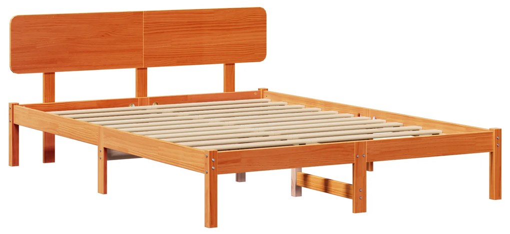 vidaXL Κρεβάτι με Κεφαλάρι καφέ κηρωμένο 150x200 εκ. από μασίφ ξύλο πεύκου