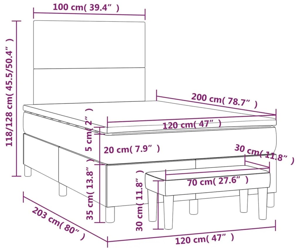 ΚΡΕΒΑΤΙ BOXSPRING ΜΕ ΣΤΡΩΜΑ ΜΑΥΡΟ 120X200 ΕΚ. ΥΦΑΣΜΑΤΙΝΟ 3136423