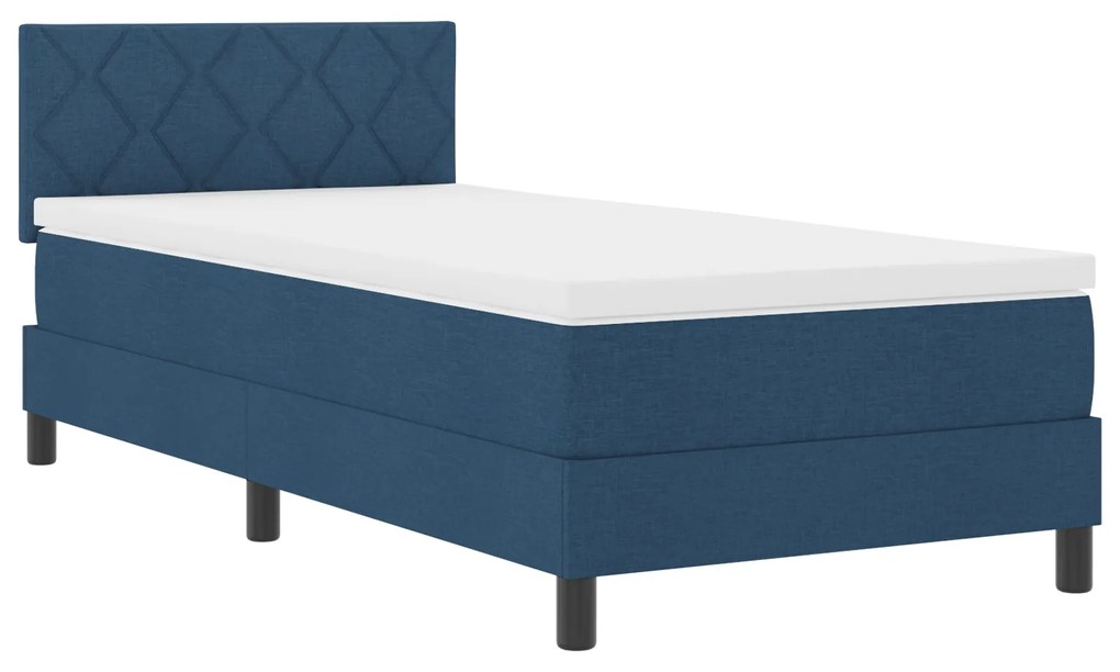vidaXL κρεβάτι Box Spring με στρώμα Μπλε 90x190 εκ. Ύφασμα