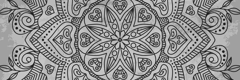 Εικόνα Mandala με μια αρχαία πινελιά σε μαύρο & άσπρο - 120x40