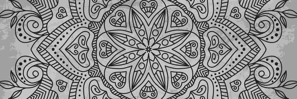Εικόνα Mandala με μια αρχαία πινελιά σε μαύρο & άσπρο - 135x45
