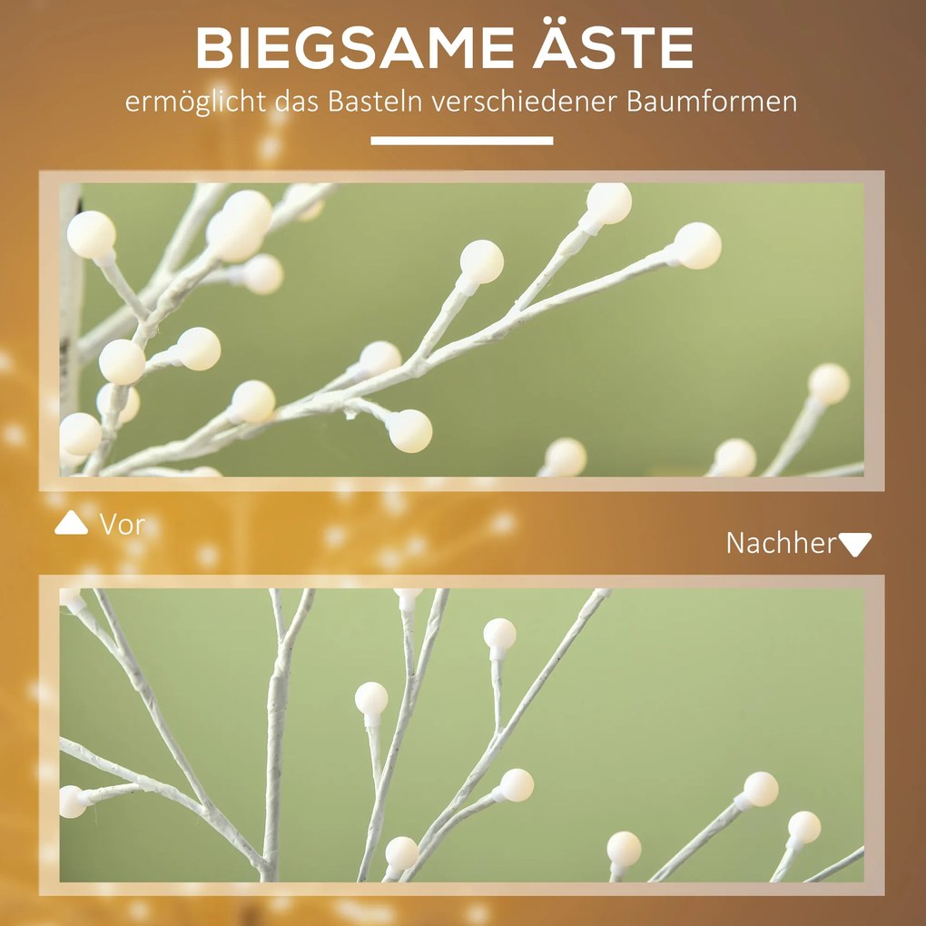 HOMCOM Τεχνητή Σημύδα με 120 Φώτα LED, 3 Επίπεδα Φωτεινότητας, Αναδιπλούμενα Κλαδιά, IP44, 150 εκ., Λευκό