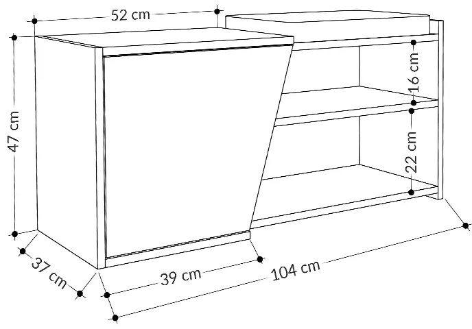 ΠΑΠΟΥΤΣΟΘΗΚΗ FIONA MEGAPAP ΧΡΩΜΑ ΛΕΥΚΟ - ΑΝΘΡΑΚΙ 104X37X47ΕΚ.