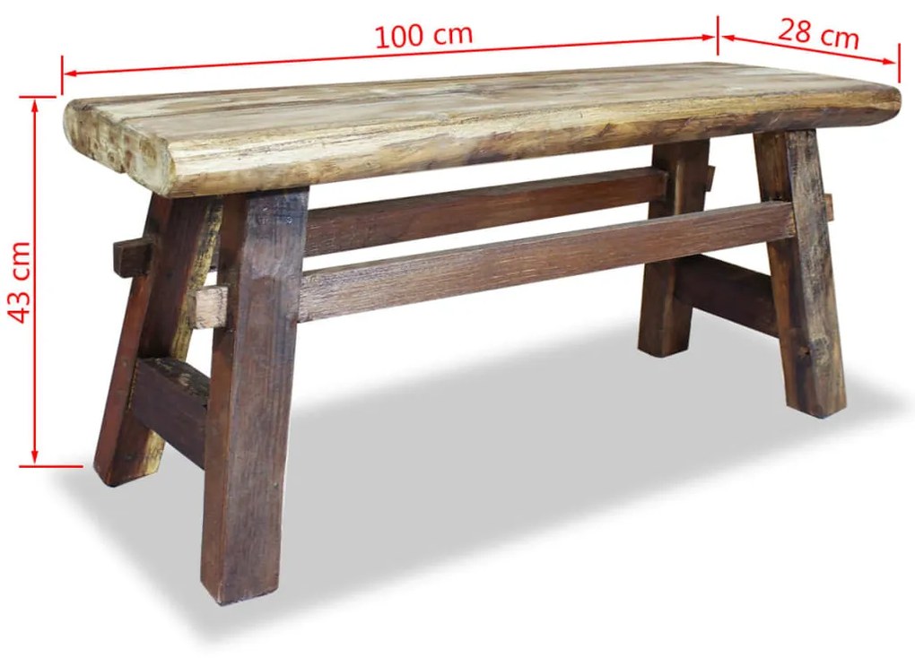 Παγκάκι 100x28x43 εκ. από Μείγμα Ανακυκλωμένων Ξύλων/Μασίφ teak - Καφέ