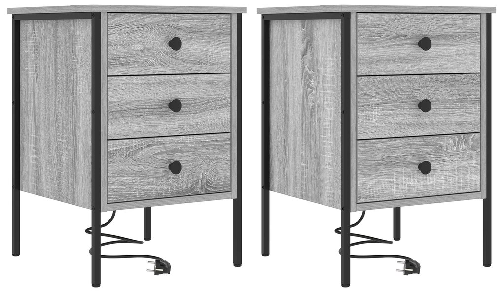 vidaXL Κουτιά Κρεβατοκάμαρας 2 pcs Γκρι sonoma 42 x 41 x 61 εκ