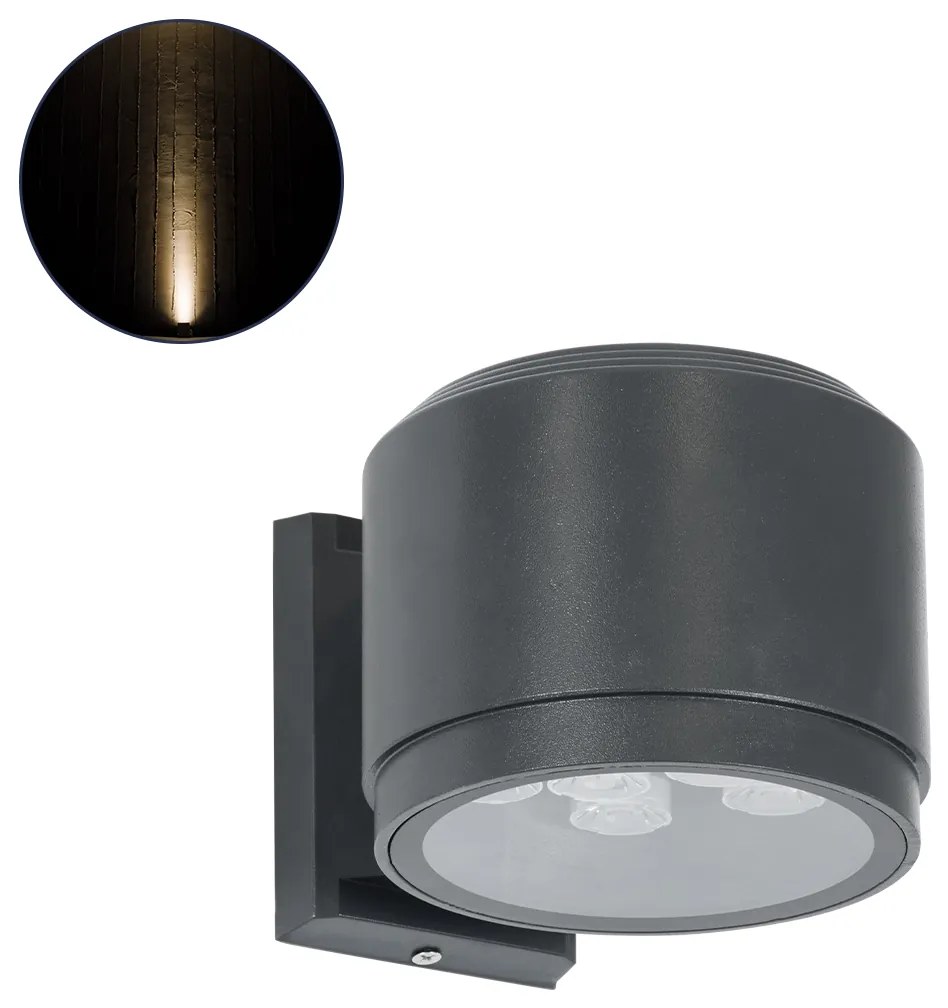 90483 GloboStar®  WALLLIGHT-GONA 90483 Φωτιστικό Τοίχου - Απλίκα LED 24W 2160lm 5° DC 24V Αδιάβροχο IP67 Μ13 x Π16.5 x Υ5cm Θερμό Λευκό 2700K - Γκρι Ανθρακί - 3 Years Warranty