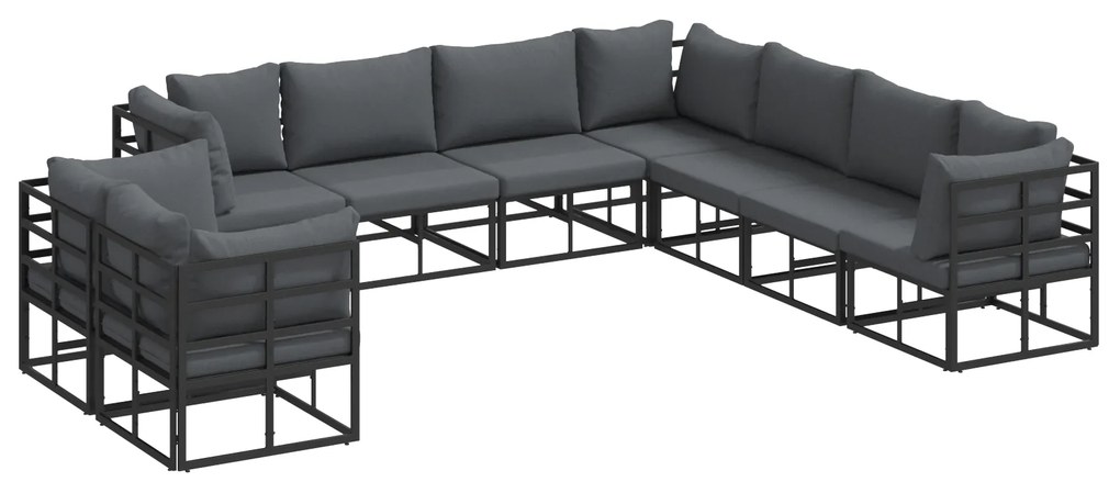 vidaXL Σετ Καναπέ Κήπου 9 pcs Μαύρο 283 x 283 x 71 εκ. Αλουμίνιο