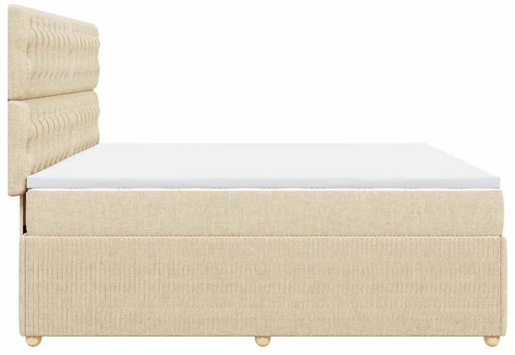 vidaXL Κρεβάτι Boxspring με Στρώμα Κρεμ 180x200 εκ. Υφασμάτινο