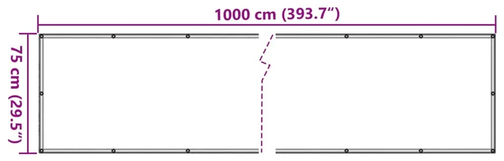 vidaXL Περίφραξη Μπαλκονιού Σχέδιο Ledge Stone Γκρι 1000x75 εκ. PVC