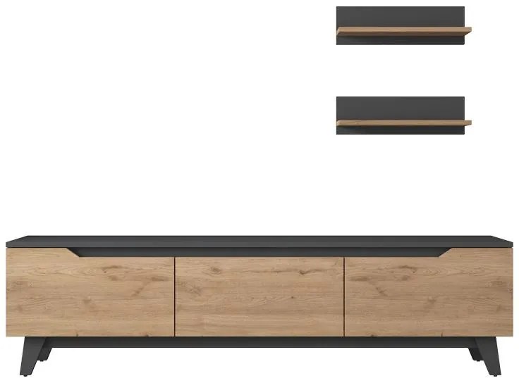Σύνθετο σαλονιού Kasia oak-μαύρο μαρμάρου 180x35x48,5εκ 180x35x48.5 εκ.
