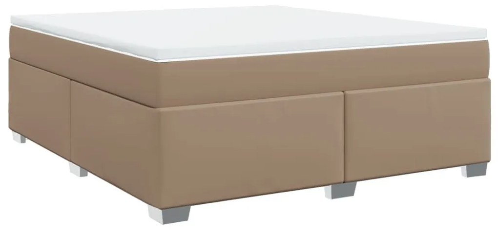 Κρεβάτι Boxspring με Στρώμα Καπουτσίνο 180x200 εκ. Συνθ. Δέρμα - Καφέ