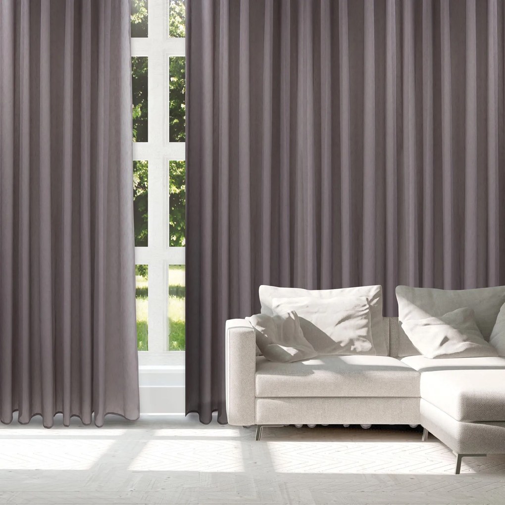 Κουρτίνα Χαμηλής Σκίασης Με Τρουκς Polyester 300x265εκ. Curtain Line 2224 Μωβ Das Home