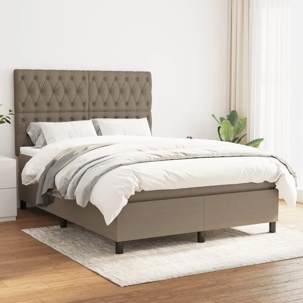 ΚΡΕΒΑΤΙ BOXSPRING ΜΕ ΣΤΡΩΜΑ TAUPE 140X190 ΕΚ. ΥΦΑΣΜΑΤΙΝΟ 3142013