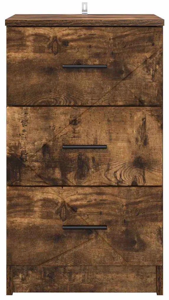 vidaXL Κομοδίνο Καπνιστή δρυς 38 x 38 x 66 εκ Επεξεργασμένο ξύλο