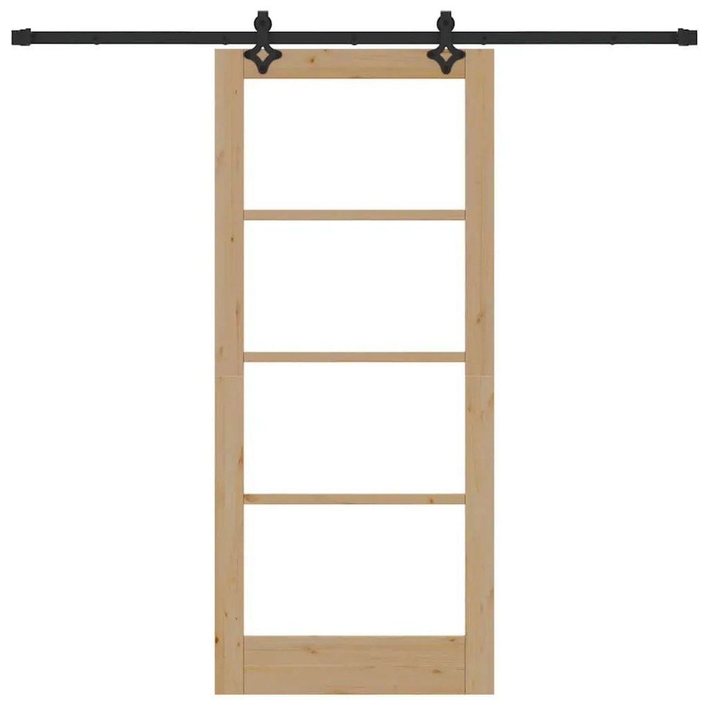 vidaXL Συρόμενη Πόρτα Χειροκίνητος Καφέ 86 x 198.5 cm Ξύλο και μέταλλο