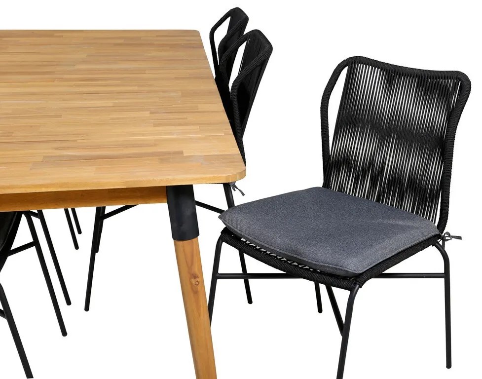 Σετ Τραπέζι και καρέκλες Dallas 3677, Ξύλο, Σχοινί, Ξύλο, Ξύλο: Ακακία, Μαξιλάρι καθίσματος: Ναι | Epipla1.gr