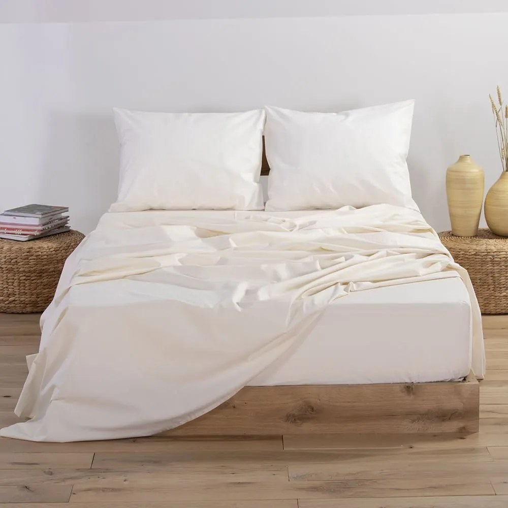 Σεντόνι Basic Cream Nef-Nef Μονό 170x270cm Χωρίς Λάστιχο 100% Βαμβάκι