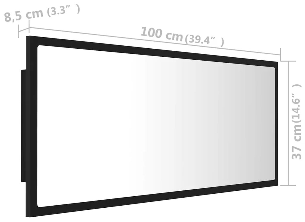 ΚΑΘΡΕΦΤΗΣ ΜΠΑΝΙΟΥ ΜΕ LED ΜΑΥΡΟΣ 100 X 8,5 X 37 ΕΚ. ΜΟΡΙΟΣΑΝΙΔΑ 804941