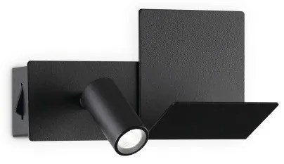 Απλίκα Φωτιστικό Τοίχου LED 3W Μαύρο Reading Light Αριστερά USB Komodo 291796 Ideal Lux 291796