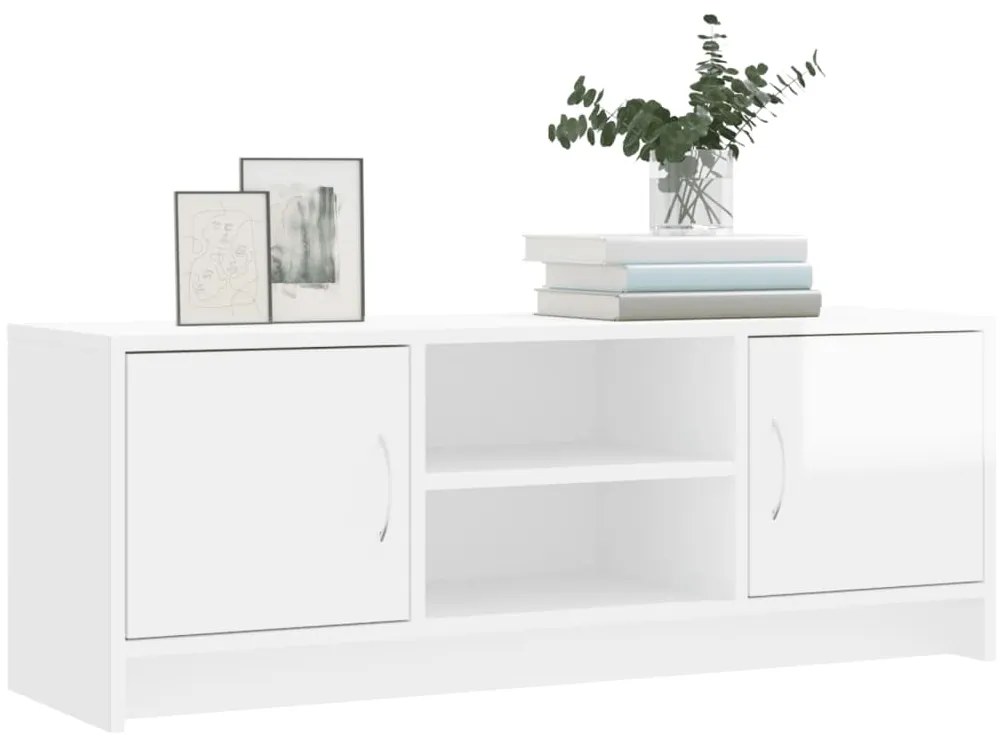 vidaXL Έπιπλο Τηλεόρασης Γυαλ. Λευκό 102x30x37,5 εκ Επεξεργασμένο Ξύλο