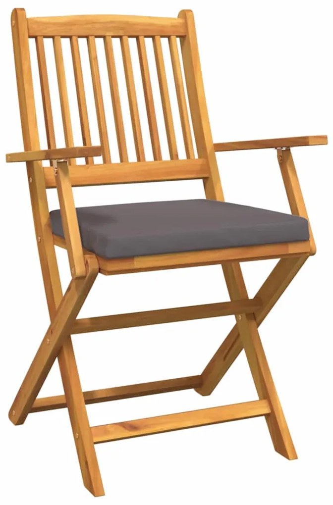 vidaXL Πτυσσόμενη Καρέκλα με μαξιλάρι 8 pcs Γκρι 49 x 57.5 x 92εκ