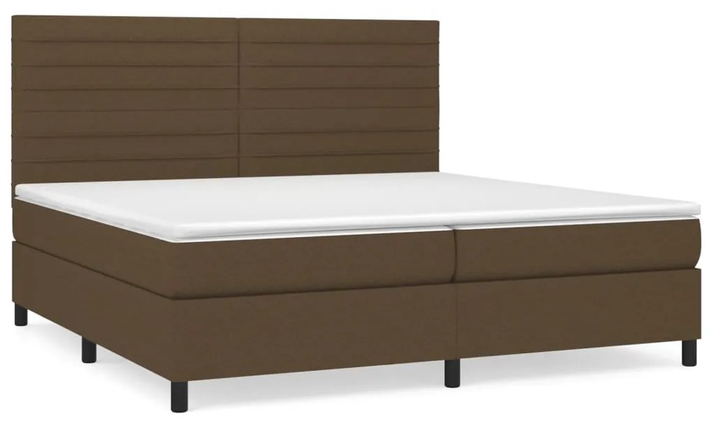 Κρεβάτι Boxspring με Στρώμα Σκούρο Καφέ 200x200 εκ. Υφασμάτινο - Καφέ