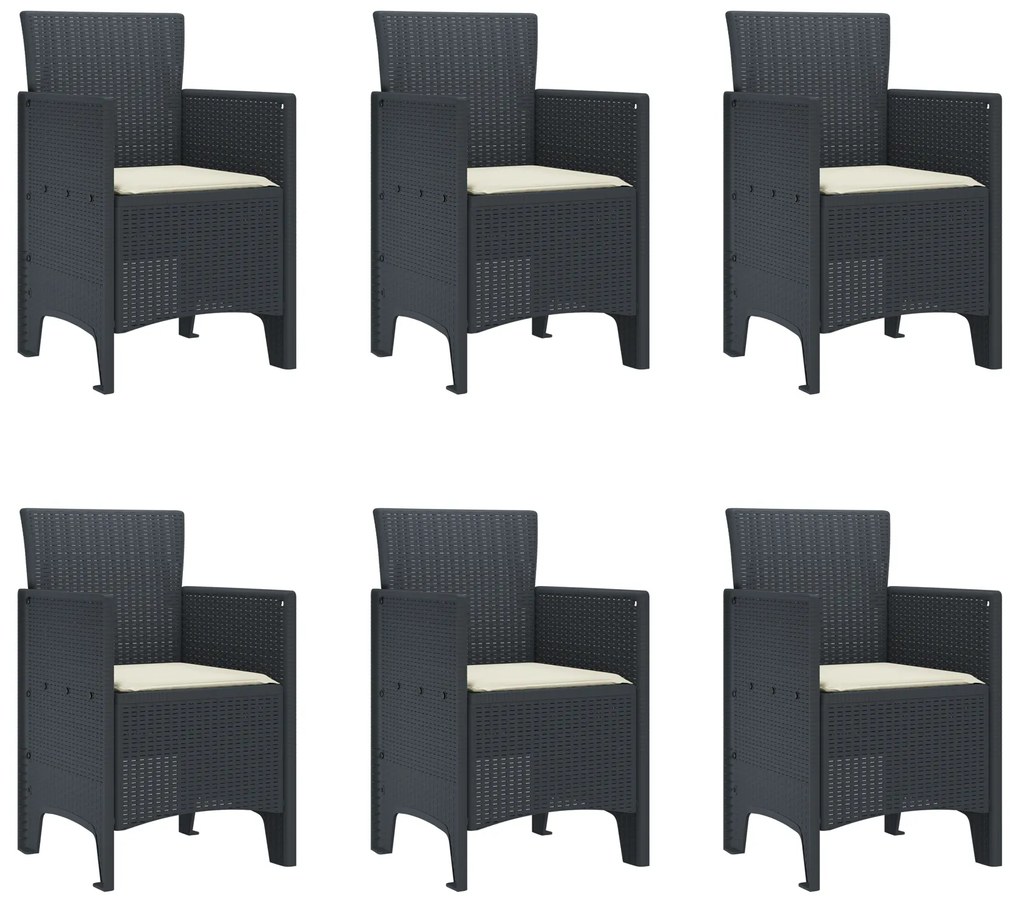 vidaXL Σετ Τραπεζαρίας Κήπου 7 pcs Ανθρακί 200 x 100 x 73 εκ.