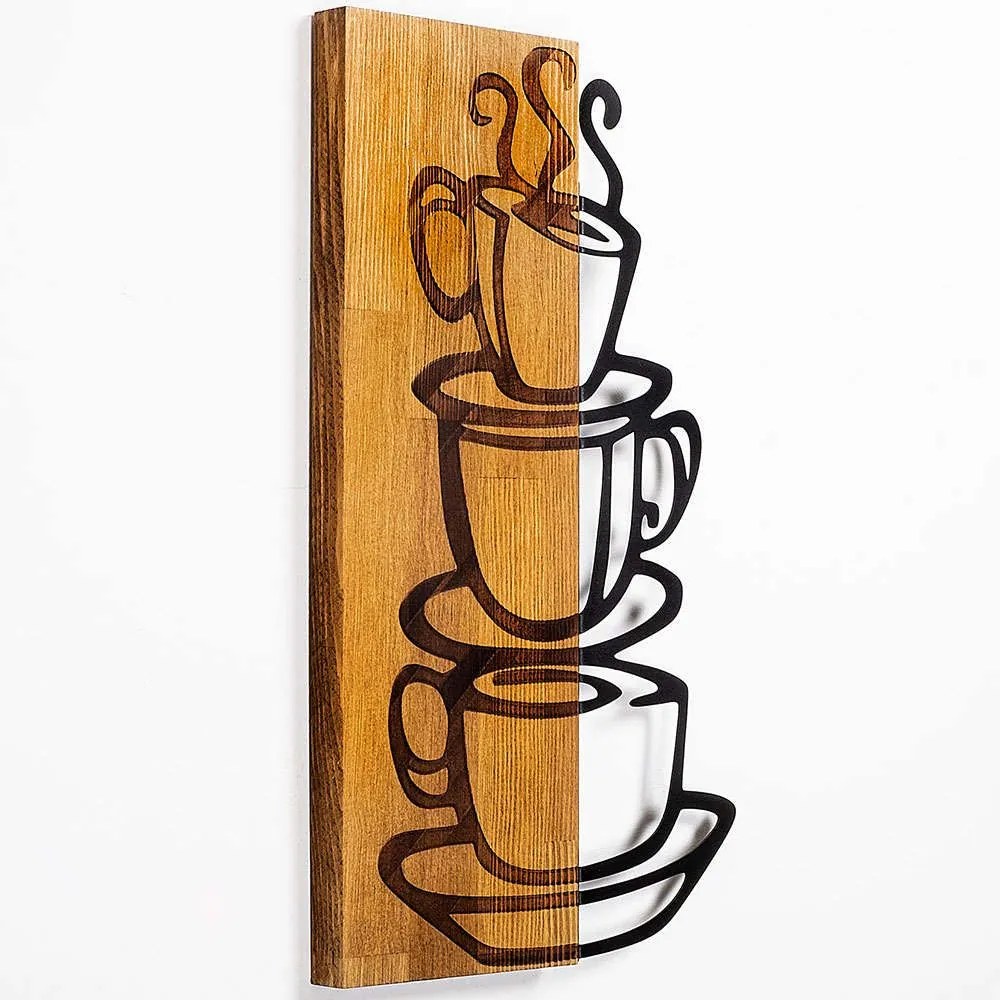 Διακοσμητικό Τοίχου 899SKL2278 34x58cm Walnut-Black Wallity Μέταλλο,Ξύλο