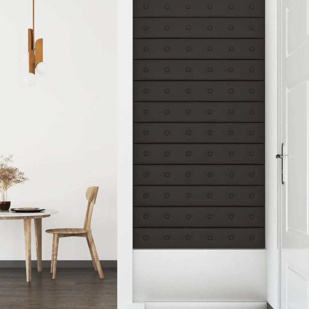 vidaXL Πάνελ Τοίχου 12 τεμ. Μαύρα 90 x 15 εκ. 1,62 μ² Συνθετικό Δέρμα