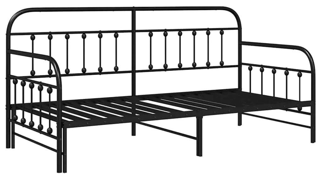 vidaXL Σκελετός κρεβατιού ημέρας Μαύρο 100 x 190 cm