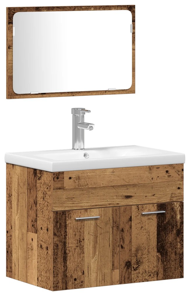 vidaXL Σετ Άλλο 3 pcs Παλιό ξύλο 30 x 30 x 80 cm Επεξεργασμένο ξύλο