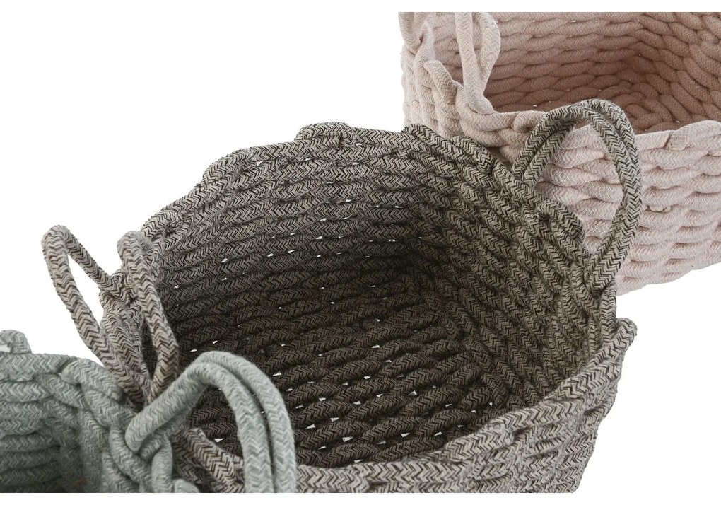 Σετ Καλαθιών Home ESPRIT Σχοινί 28 x 28 x 18 cm