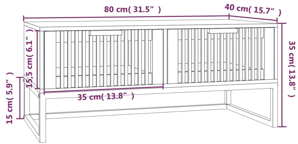 vidaXL Τραπεζάκι Σαλονιού Μαύρο 80x40x35εκ. Επεξεργασμένο Ξύλο+Σίδηρος