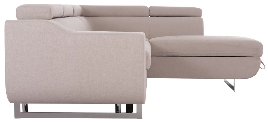 ΓΩΝΙΑΚΟΣ ΚΑΝΑΠΕΣ-ΚΡΕΒΑΤΙ ΜΕ ΑΠΟΘ.ΧΩΡΟ ENCORE HM3301.03R ΜΠΕΖ ΥΦΑΣΜΑ 285x205x90Υεκ.