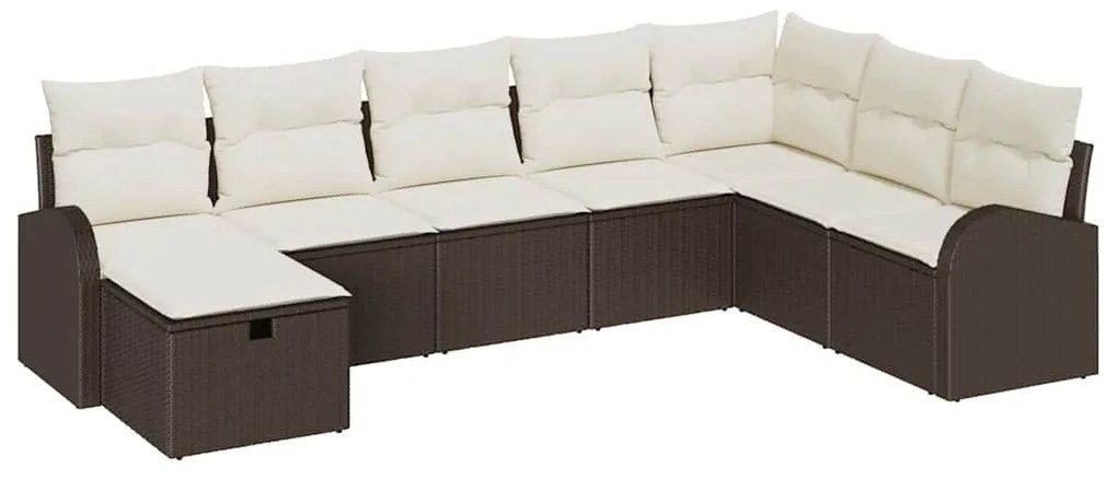 vidaXL Σετ Καναπέ Κήπου με μαξιλάρι 8 pcs Καφέ Πολυ ράταν