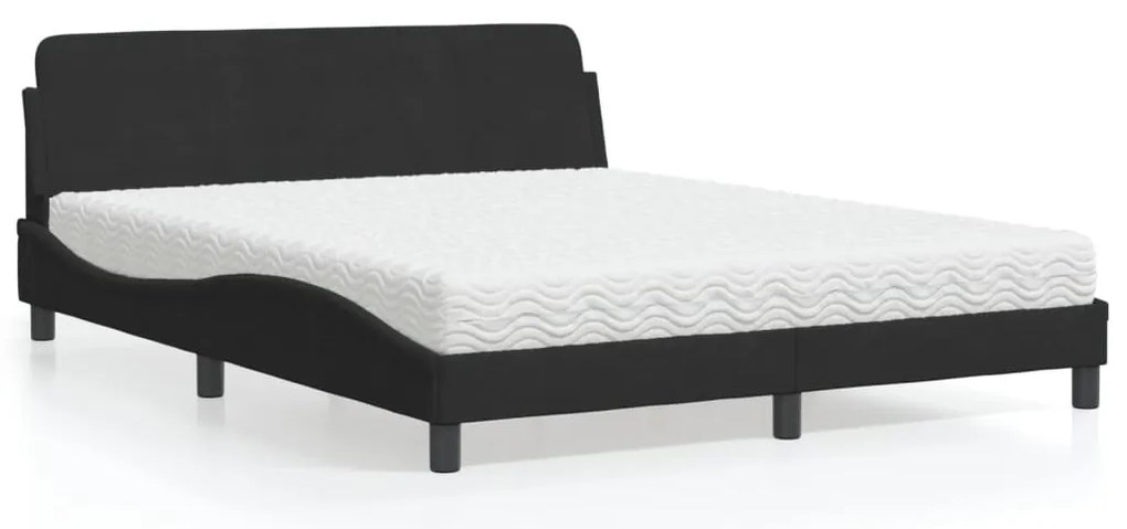 vidaXL Κρεβάτι με Στρώμα Μαύρο 160x200 εκ. Βελούδινο