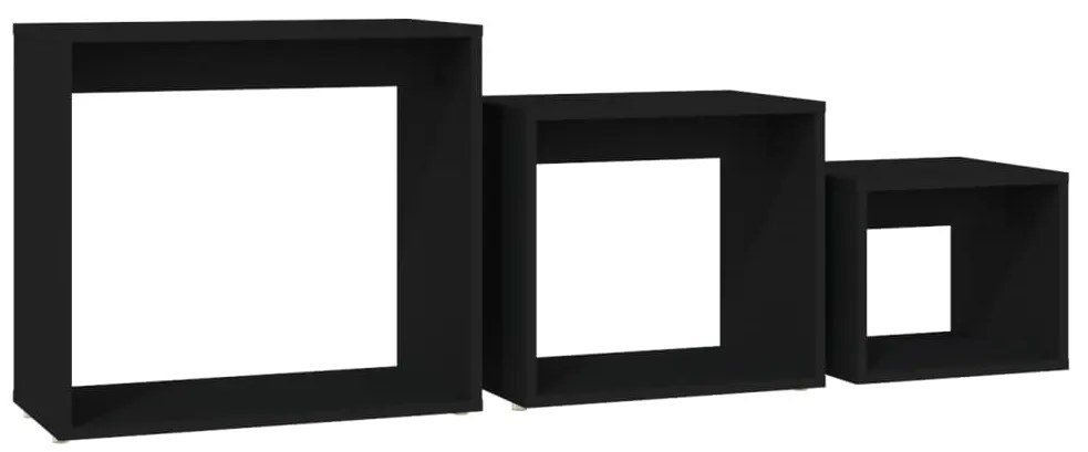 vidaXL Τραπεζάκια Ζιγκόν 3 τεμ. Μαύρο από Μοριοσανίδα