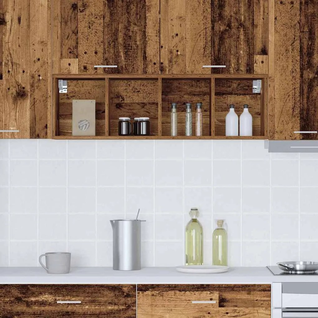 vidaXL Κρεμαστό ντουλάπι με αποθήκευση Παλιό ξύλο 30 x 29,5 x 100 εκ.