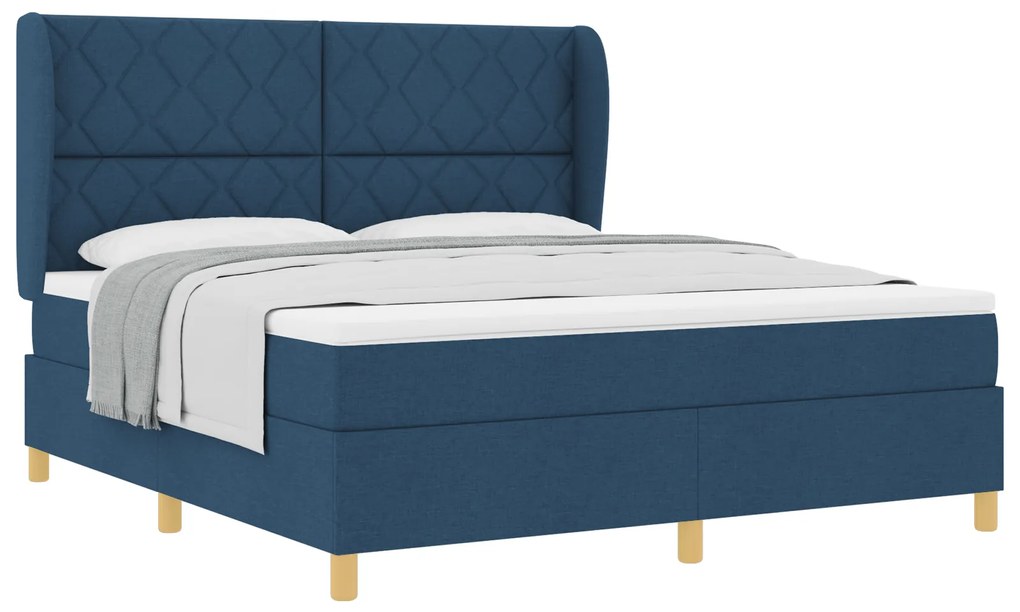 vidaXL Κρεβάτι με Στρώμα Blue 180x200 εκ. Υφασμάτινο