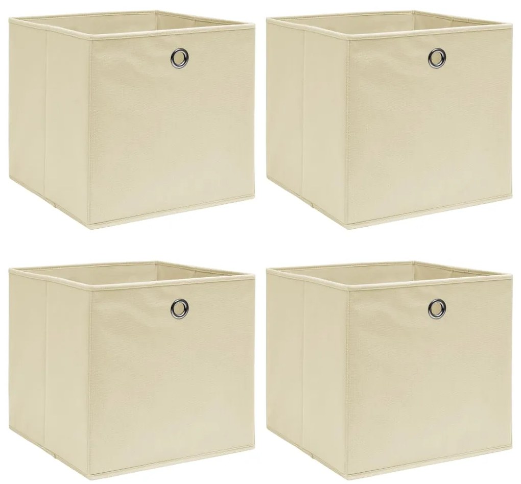 vidaXL Κουτιά Αποθήκευσης 4 τεμ. Κρεμ 32 x 32 x 32 εκ. Υφασμάτινα