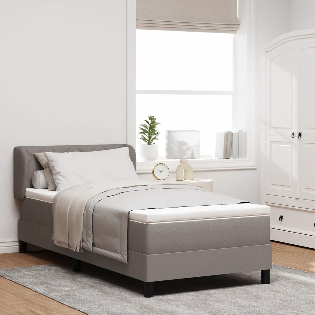 vidaXL Κρεβάτι Box Spring με Στρώμα σε Ταούπ, 90x200 εκ. Ύφασμα