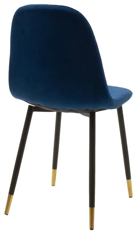 Καρέκλα Sila pakoworld βελούδο μπλε-μαύρο χρυσό πόδι - Ύφασμα - 127-000060