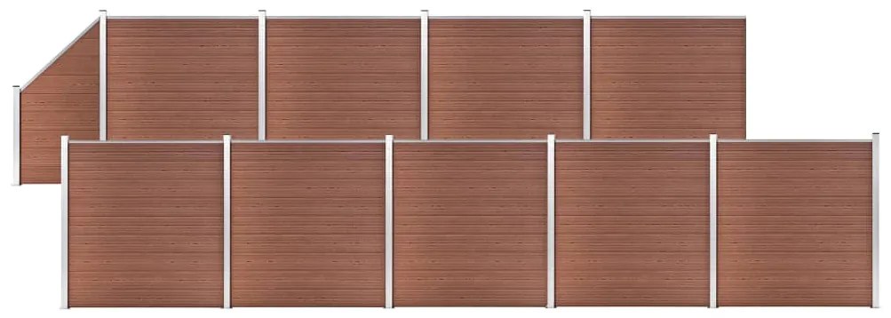 vidaXL Πάνελ Περίφραξης 9 Τετράγωνα + 1 Κεκλιμένο Καφέ 1657x186 εκ WPC