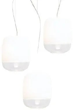 Κρεμαστό Φωτιστικό Οροφής 3xLED 4,8W Dimmable Triac Φυσητό Γυαλί Μεταλιζέ Gong S1 3R Prandina-1A63004513001-Λευκό 1A63004513001
