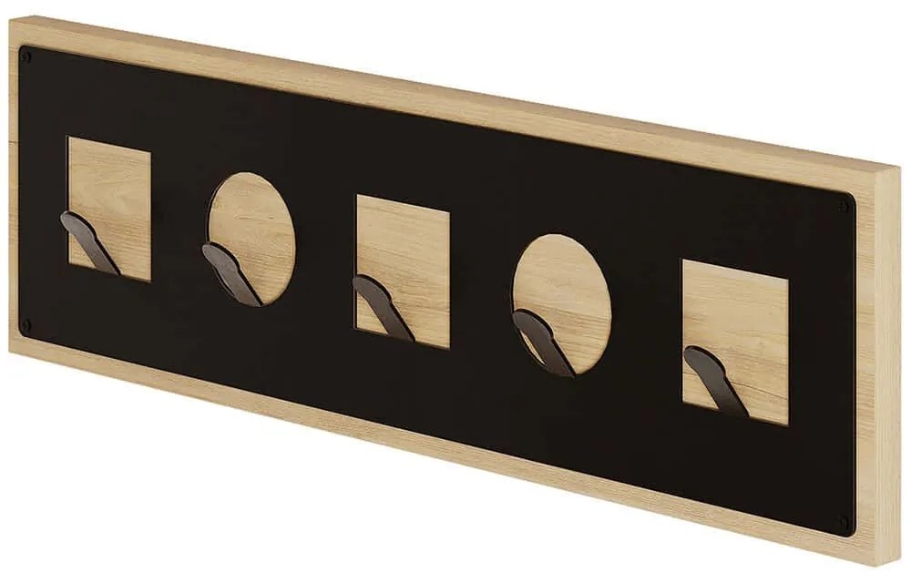 Κρεμάστρα Τοίχου 5 Θέσεων Icon 855DTE5122 54,2x2x16cm Black-Oak Hanah Home Μοριοσανίδα, Μέταλλο