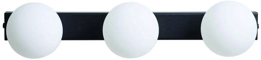 Απλίκα Φωτιστικό Τοίχου 3xG9 Οπάλ Γυαλί Φ10cm Arkolight-711-3/3-Μαύρο 711-3/3