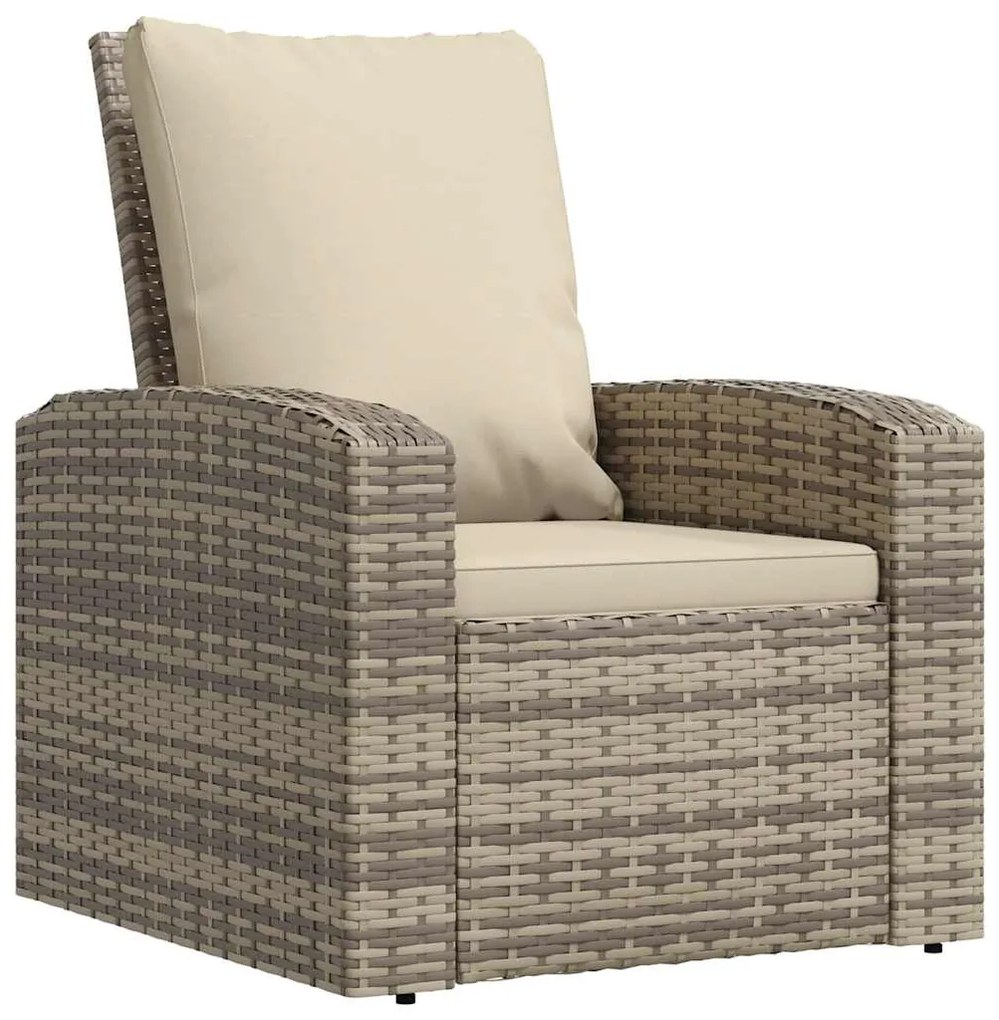 vidaXL Καρέκλα Κήπου Ανακλινόμενη Αν. Καφέ Συνθετικό Ρατάν & Μαξιλάρια