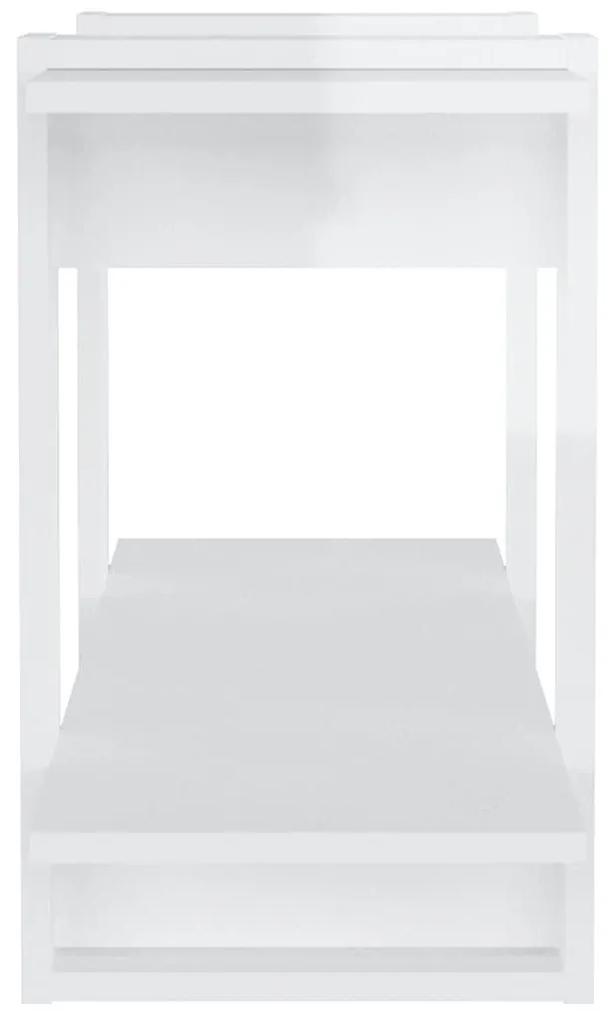 Βιβλιοθήκη Ραφιέρα Γυαλ. Λευκό 100x30x51 εκ. Επεξεργασμένο Ξύλο - Λευκό