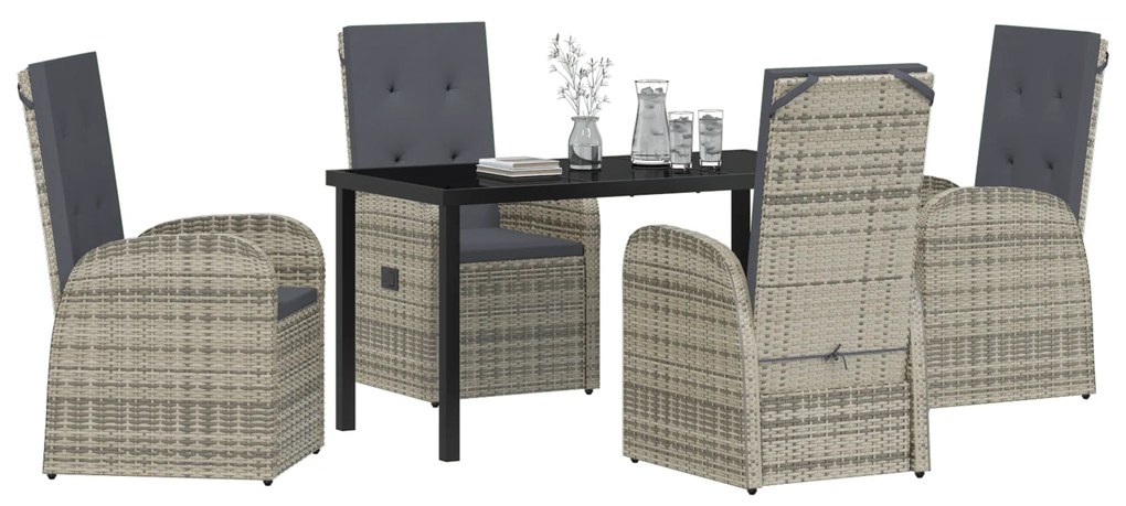 vidaXL Σετ Εξωτερικών Επίπλων 5 pcs Γκρι 140 x 70 x 73 cm PE ρατάν
